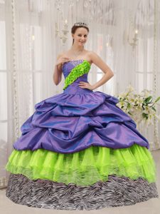 Multi-color Strapless Discount Sweet Sixteen Dresses with Pick-ups and Ruffle