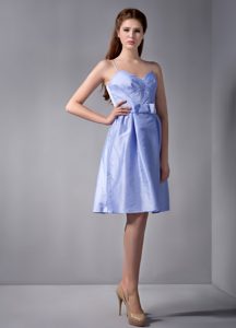 Spaghetti Straps Knee-length Junior Bridesmaid Dress with Ruches in Baby Blue