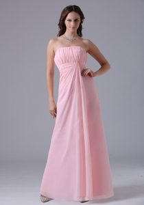 Pretty Baby Pink Ruched Maternity Bridesmaid Dress with Strapless