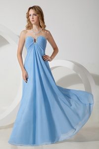 2014 Sweetheart Beading Maternity Bridesmaid Dress with Ruches in Baby Blue