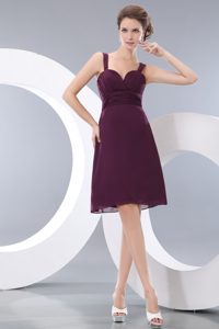 Popular A-line Straps Ruching Bridesmaid Dress for Wedding with Knee-length