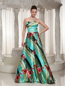 Printing and Ruching Prom Dresses for Girls in Multi-color with Sweetheart
