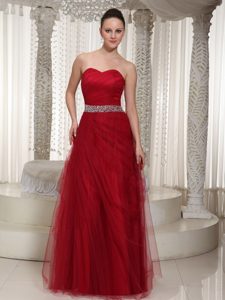 Beading Red Prom Holiday Dresses with Heart Sharped Neckline in Floor-length