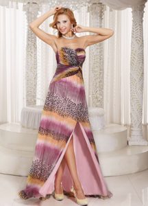 Sexy Multi-colored Sweetheart Prom Dress for Girls with Watteau Train and Slit