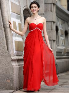Coral Red Sweetheart Zipper Beading Dress for Prom Sleeveless