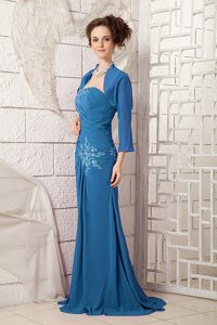 Navy Blue One Shoulder Appliqued Memorable Dresses for Prom Princess