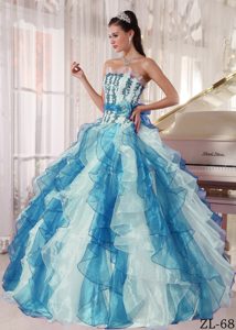 Colorful Strapless Organza Beaded Sweet Sixteen Quinceanera Dress for Cheap