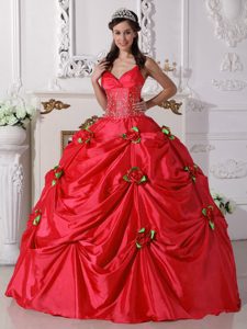 Straps Red Dress for Quince in and Beadings