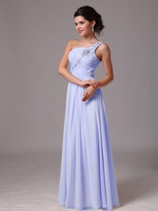 2013 Popular Ruched and Beaded One Shoulder Lilac Dress for Prom Queen