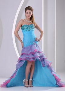 Best Seller Multi-color High-low Mermaid Prom Court Dresses with Beading