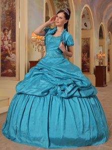 Puffy Sweetheart Beading Appliques Teal Quinceanera Dress Gowns