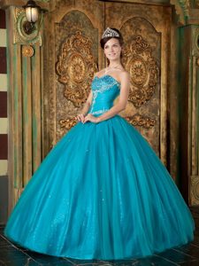 Tulle Beading Appliques Sequin Dresses for Quinceaneras with Sweetheart