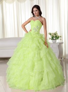 Delish Yellow Green Ball Gown Sweetheart Quinceanera Gown Dresses in Organza