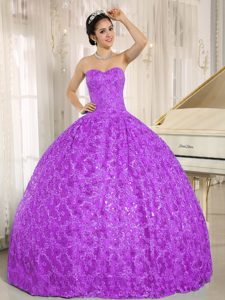 Tulle Sweetheart Tony Quinceanera Dresses with Embroidery and Sequins in Purple