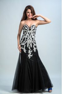 Most Popular Floor Length Black Prom Dress Sweetheart Sleeveless Zipper