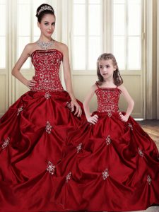 Free and Easy Taffeta Sleeveless Floor Length Quinceanera Dresses and Embroidery and Pick Ups