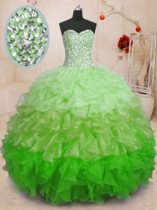Decent Multi-color Sleeveless Organza Lace Up Quinceanera Gown for Military Ball and Sweet 16 and Quinceanera