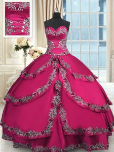 Latest Ruffled Ball Gowns Quinceanera Gown Wine Red Sweetheart Taffeta Sleeveless Floor Length Lace Up