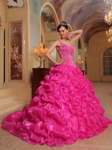 Custom Made Hot Pink Spaghetti Straps Sweet 17 Dresses with Embroidery