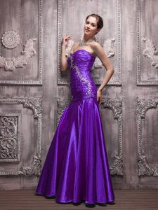 Cheap Purple Sweetheart Long Junior Prom Dress in Taffeta