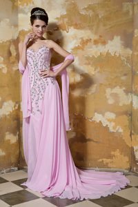 Rose Pink Empire Sweetheart Maternity Evening Dress with Beadings
