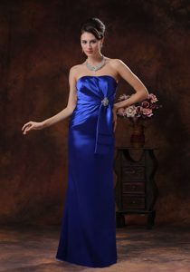 Royal Blue Mermaid Strapless Long Prom Celebrity Dress with Beading