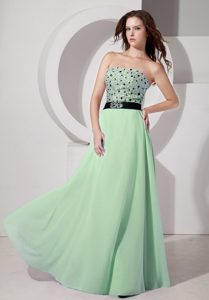 Luxurious Light Green Strapless Prom Holiday Dress with Beading for Cheap