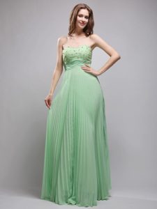 Brand New Apple Green Pleated Long Dress for Prom with Beading