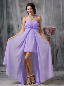 Lovely Lilac High-low Prom Holiday Dress with Ruching for Cheap