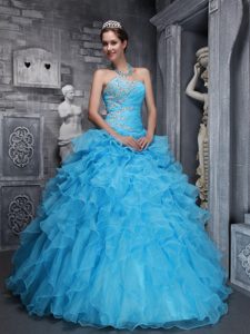 Beautiful Sweetheart Aqua Blue Quinceanera Dress with Beading and Appliques
