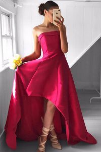 Luxury Sleeveless Asymmetrical Pleated Zipper Celebrity Inspired Dress with Fuchsia