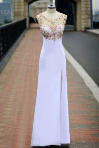 Scoop Sleeveless Backless Dress for Prom White Chiffon