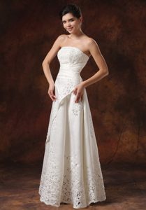 Empire Strapless Custom Made Lace Wedding Gown Dress with Clasp Handle