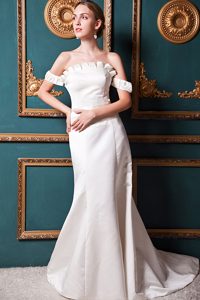 A-line Off The Shoulder Court Train Perfect Fitted Wedding Dresses