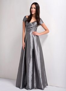 Grey A-line formal Wedding Guest Dress with V-neck for Wholesale Price