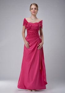 Pretty Hot Pink Wedding Guest Gowns with Off The Shoulder