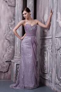 Sweetheart Beaded Wedding Guest Gown for Cheap in Lavender