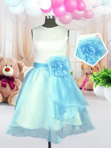 Glamorous Light Blue Flower Girl Dresses for Less Military Ball and Sweet 16 and Quinceanera and For with Hand Made Flow