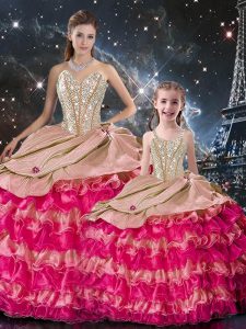Artistic Multi-color Sweet 16 Quinceanera Dress Military Ball and Sweet 16 and Quinceanera and For with Beading and Ruff